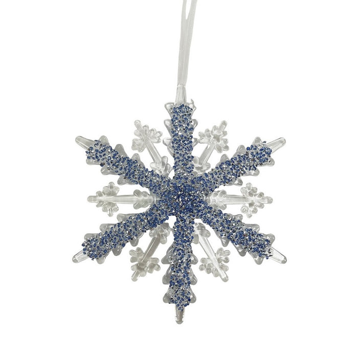 6.25 in Acrylic Jewel Snowflake Ornament - Blue/Clear