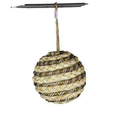 Rattan Ball Ornament - Green/Natural