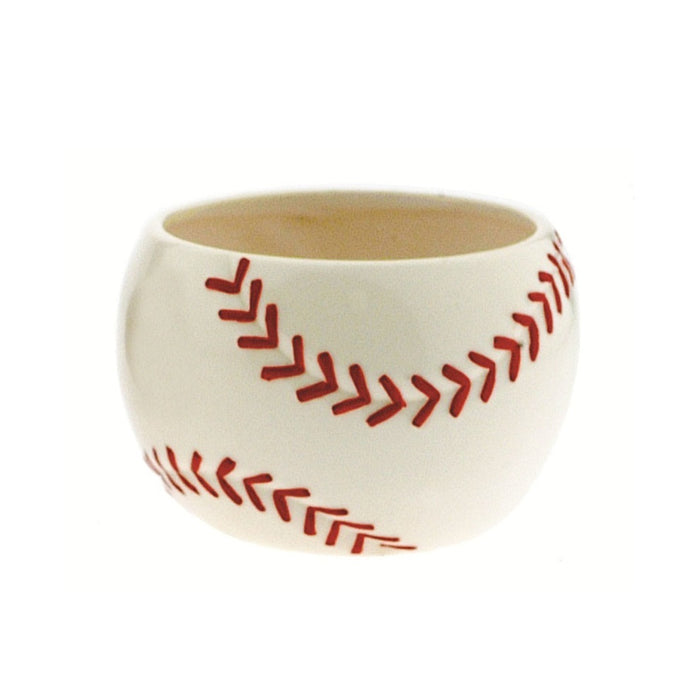 5.5 in Round White Ceramic Baseball Planter