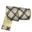 4 in Dupion Metallic Plaid Ribbon - Ivory/Champagne/Black