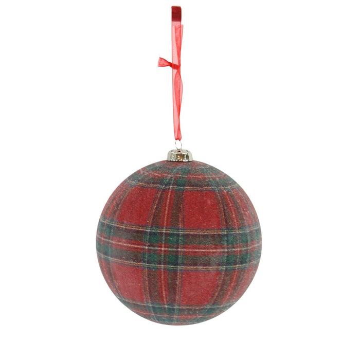 120 Mm Plaid Ball Ornament - Red/Green