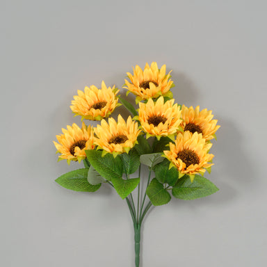 14"L Polyester Sm Sunflower Bush - Yellow