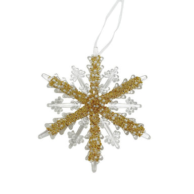 6.25 in Acrylic Jewel Snowflake Ornament - Gold/Clear