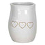 6" White Ceramic Vase w/Gold Hearts