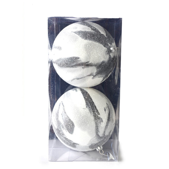 120MM Frosted Marble Ball - Pewter/White