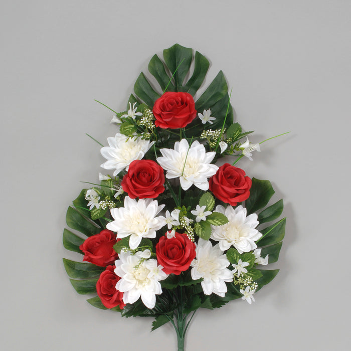 Rose/Dahlia Half Bush - Red/White