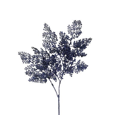 Glittered/Sequin Fern Leaves Spray - Midnight