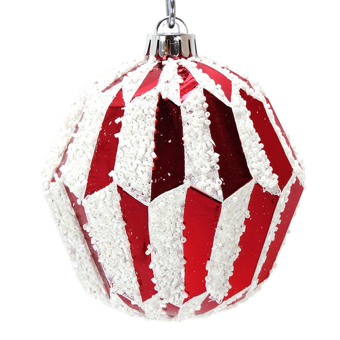 Snow Metallic Ornament - Red/White