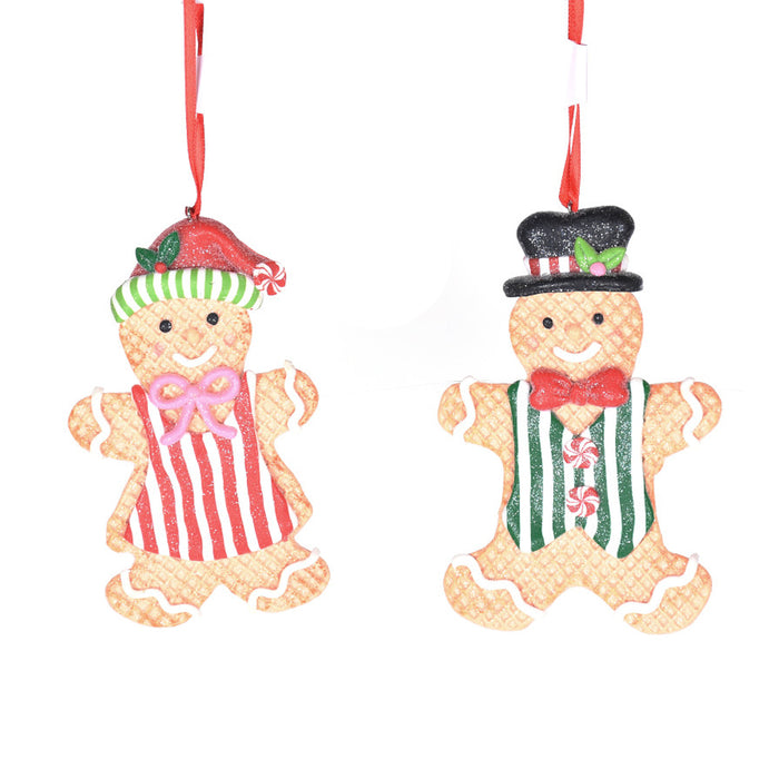 5" Gingerbread Ornament - Red/Green/Natural