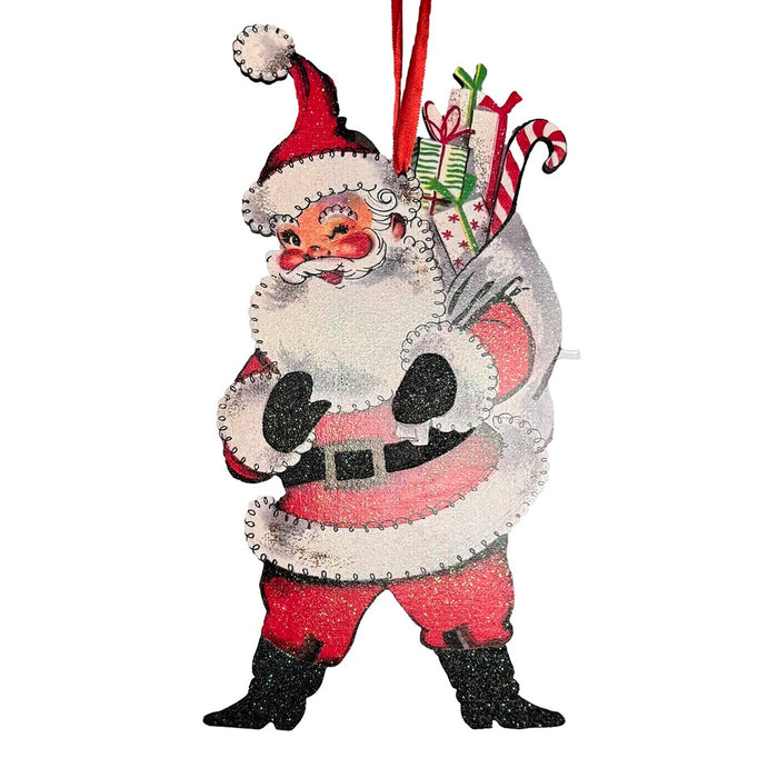 8 in Toy Surprise Santa Ornament - Red/White