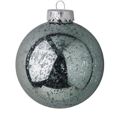 100 Mm Pearl Plastic Ball Ornament w/Hanger - Light Blue (4/Box)