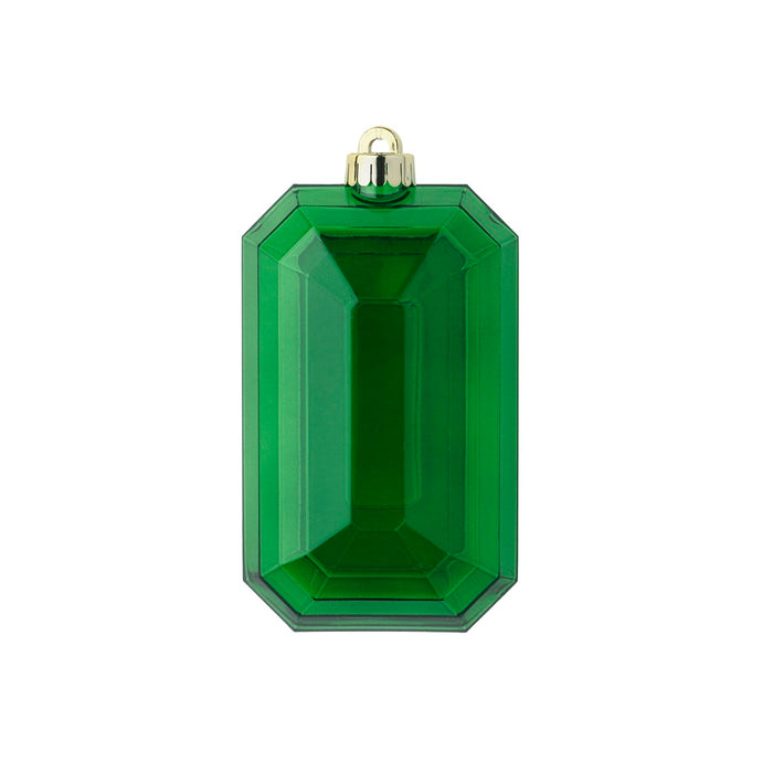 6 1/4 in Plastic Rectangle Jewel Ornament - Green