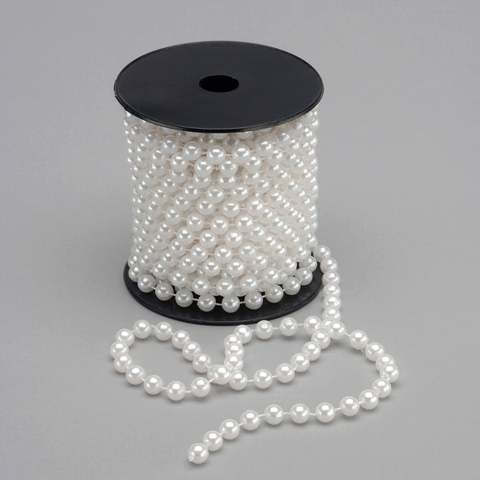 Round Bead Garland On Roll - Pearl/White