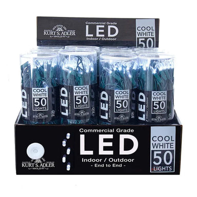 50 Light Miniature Clear LED Green Wire Light Set