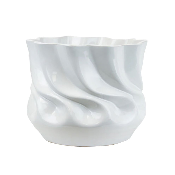 Glossy Ripple Vase - White