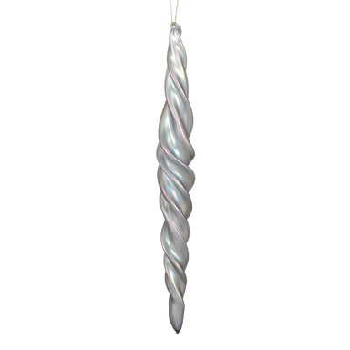 12" Glass Iridescent Icicle Ornament - Grey