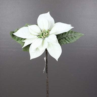 15 in Deluxe Poinsettia Pick - White/Green