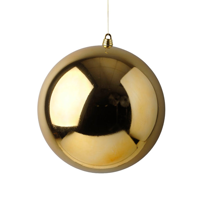 600 Mm Plastic Ball Ornament w/Cord Hanger - Gold/Gold
