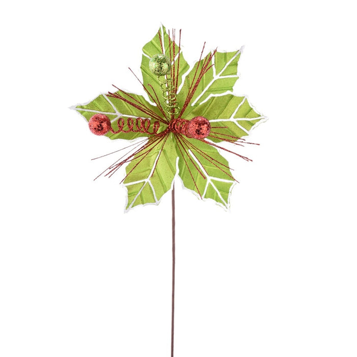22 in Poinsettia Stem - Green/Red