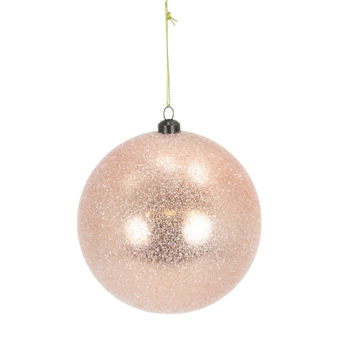 5 in Sugar Glitter Ball Ornament - Sand/Gold