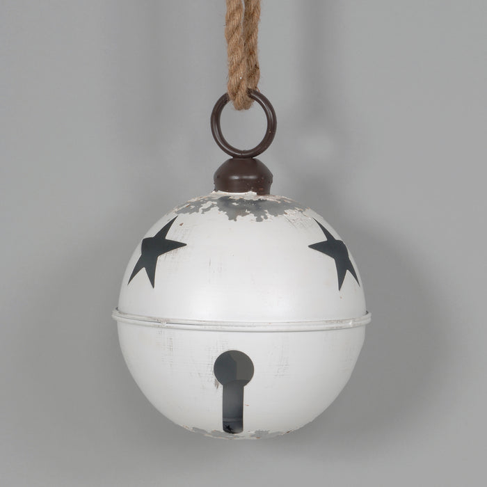 Metal Jingle Bell Ornament w/Thick Rope Hanger