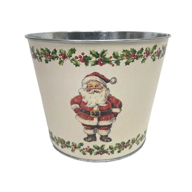 6.5 in Jolly Santa w/Holly Pot - Red/Green