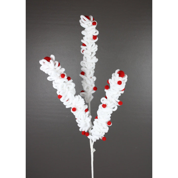 26.5 in Pom Pom Candy Spray - White/Red