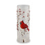 Glass Cylinder Vase W/Cardinal