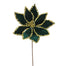 12 in Sequin Poinsettia Stem - Emerald/Gold