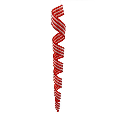 12" Peppermint Twist Icicle Ornament - Red/White