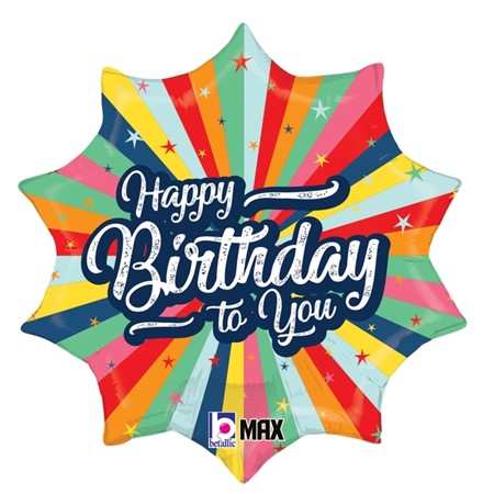 18" Birthday Bursting Colors Balloon