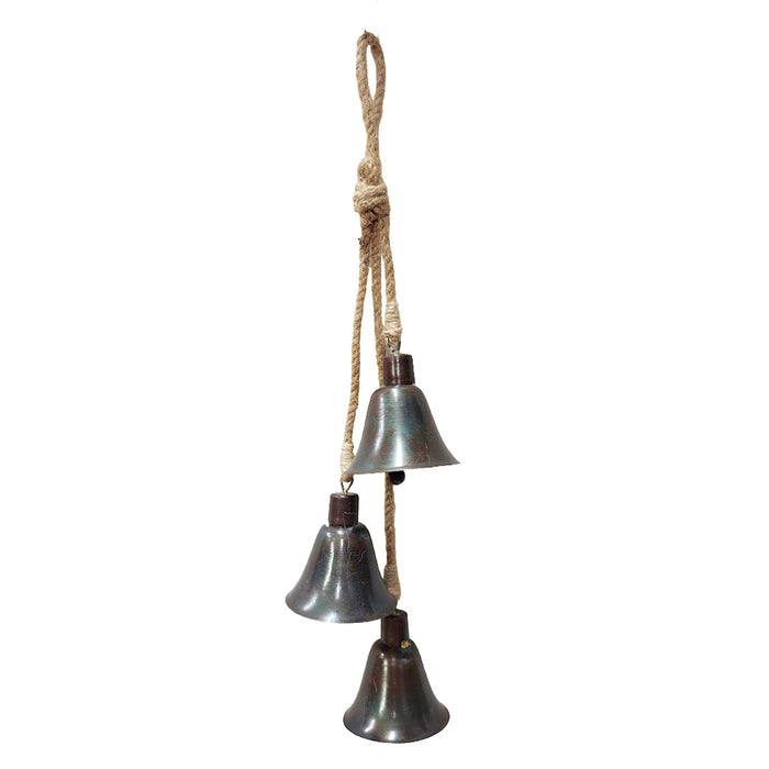Iron Bells Ornament on Jute Cord - Antique