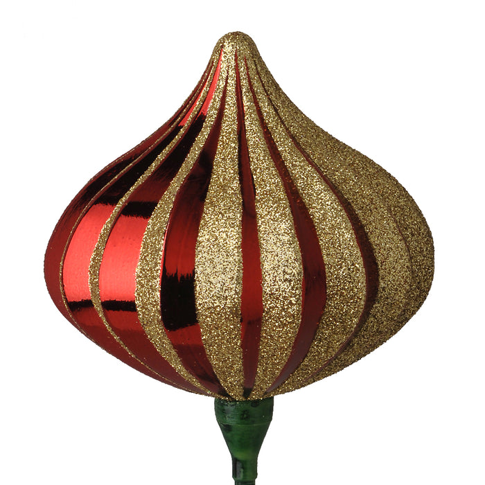 100 Mm Plastic Twist Onion Arrangement Pick - Red/Gold