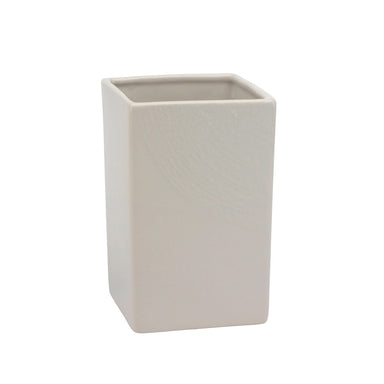 4 in Square Ceramic Pot w/Texture - White