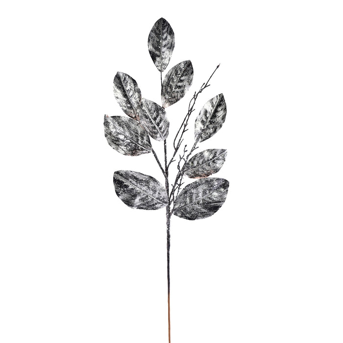 Metallic Magnolia Leaves Spray - Pewter