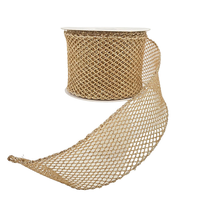 Glitter Mesh Ribbon - Champagne