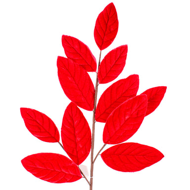 26" Velvet Magnolia Leaf Spray - Red