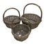 Set of 3 Round Gray Wash Willow Basket