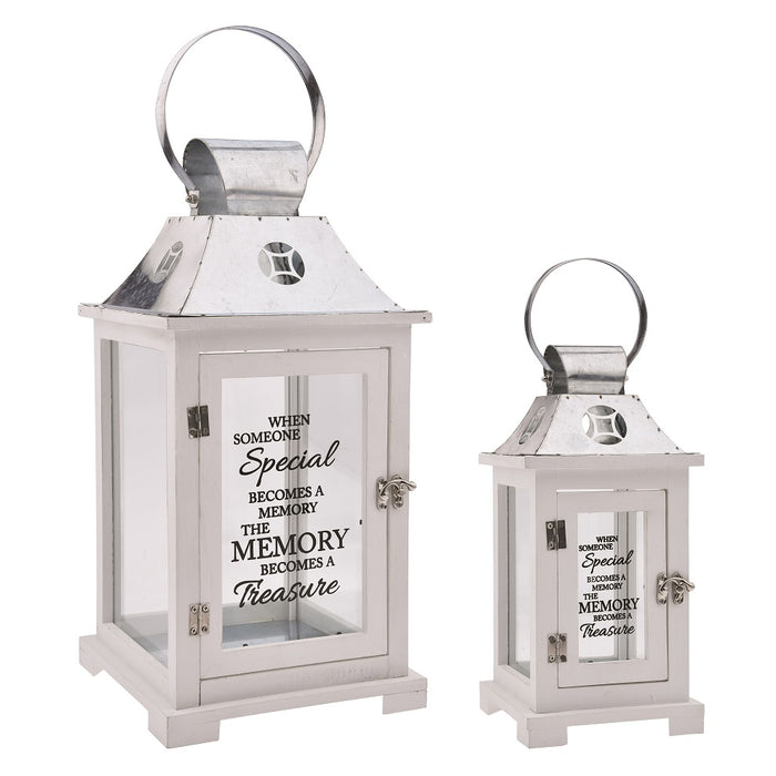 Special Memory White/Galvanized Lantern