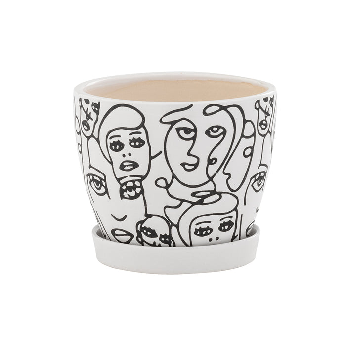 4.5" Faces Pot w/Saucer