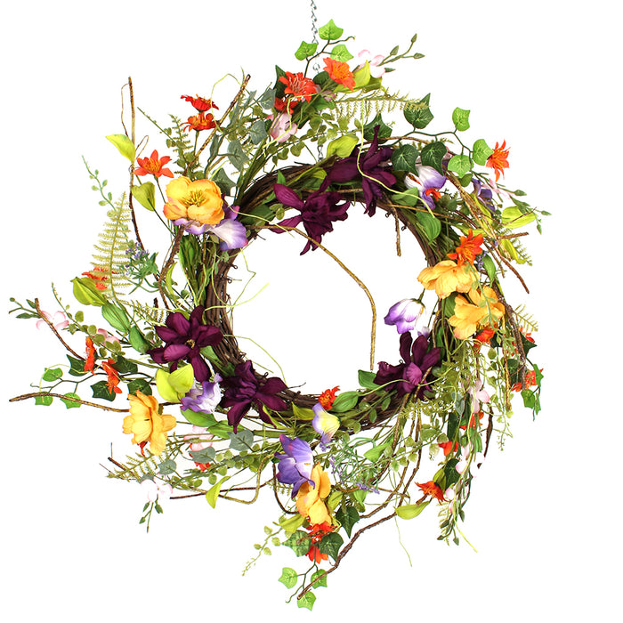 24 In Spring Garden Twig Wreath Multi