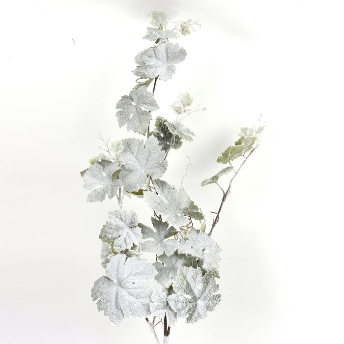 37" Frosted Grape Leaf Spray - Green/White