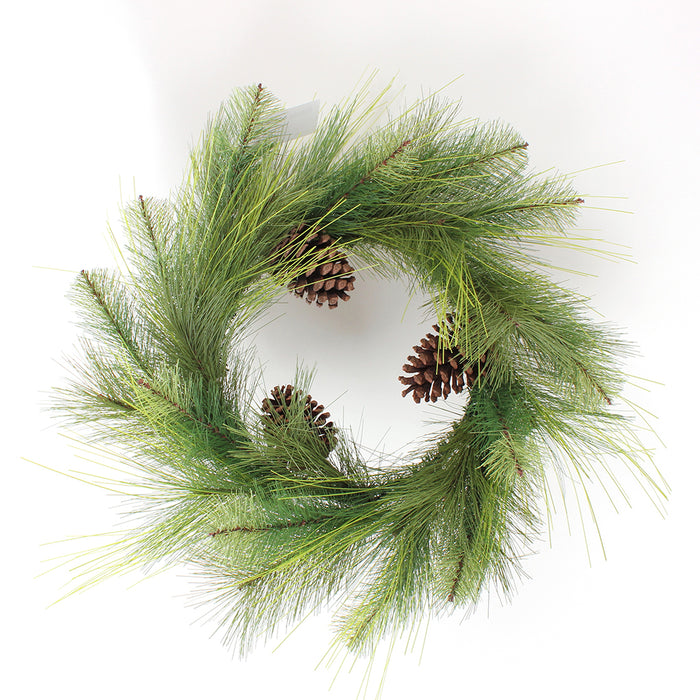 24" Mixed Pine Wreath w/Cones - Green