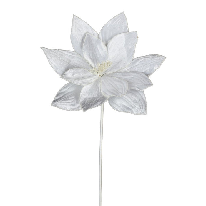22 in Velvet Poinsettia Stem - White