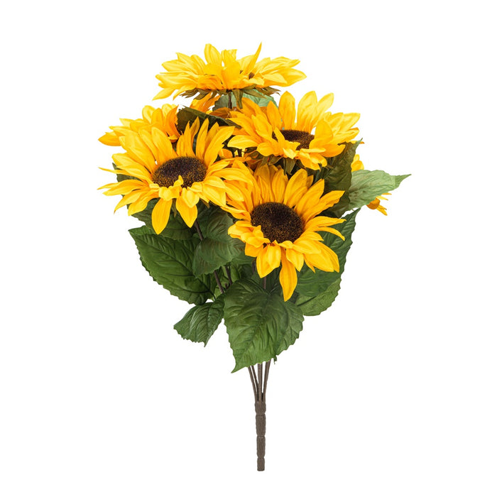22 in Polyester Sunflower Bush - Golden Yellow