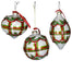 Glass Holly Stripe Ornament - White/Green/Red