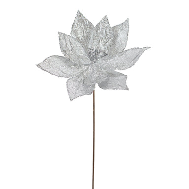 19 in Metallic Poinsettia Stem - Platinum