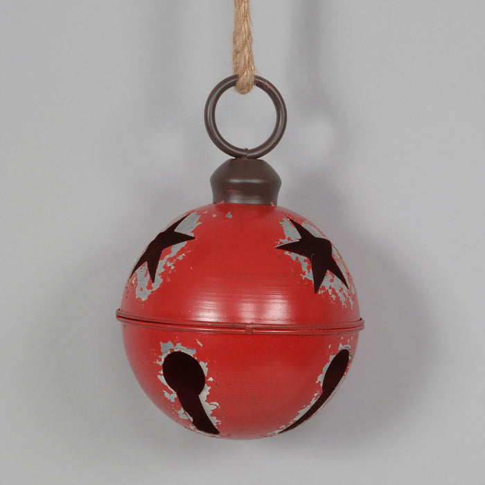 Metal Jingle Bell Ornament w/Thick Rope Hanger