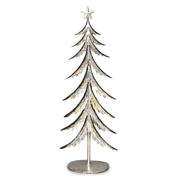 Flat Metal Xmas Tree - Silver