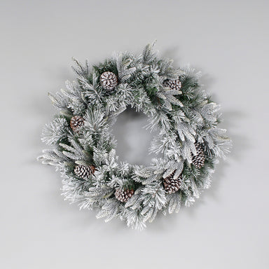 36" Mixed Snow Pine Wreath